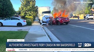 Good Samaritans helped rescue a driver from his burning vehicle in Northwest Bakersfield