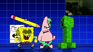 SpongeBob SquarePants Characters (SpongeBob, Squidward, And DoodleBob) VS The Creeper In A Battle