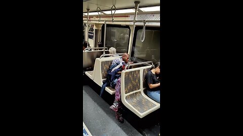 Man smoke meth on LA Metro train with riders sitting right next to him