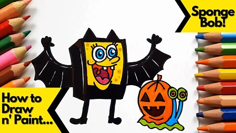 How to draw and paint Sponge Bob and Gary Halloween Costume