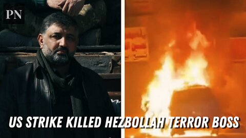 Flaming car leaves trail of fire after US strike killed Hezbollah terror boss inside Iraq