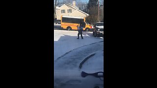 Kid Wears The Wrong Shoes For Slippery Snow