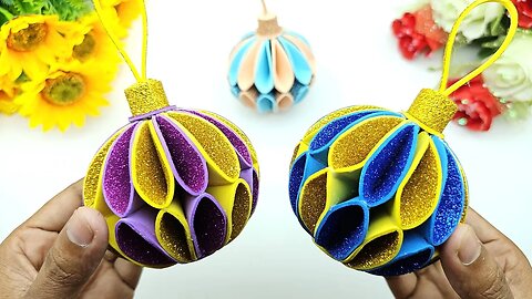 ❄Christmas Ornaments❄ Easy and Quick Christmas Ball Making🎄 Handmade Crafts With Glitter Paper