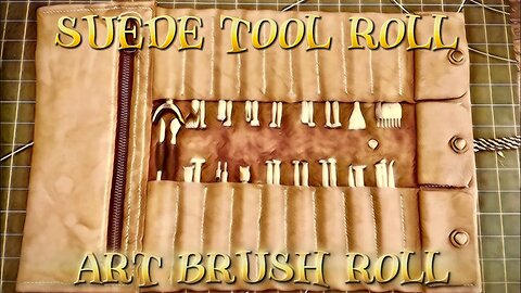 Making a leather tool roll for leather tools and art brush supplies #leathercraft