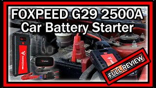 FOXPEED G29 2500A Car Battery Starter, 21000mAh Portable Auto Jump Starter, USB QC, FULL REVIEW