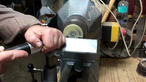 woodturning a pewter shavings dish-7