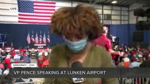 Vice President Mike Pence arrives at Lunken