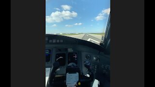 Cockpit View of Taxi and TOGA Power Engine Runup in a CRJ900