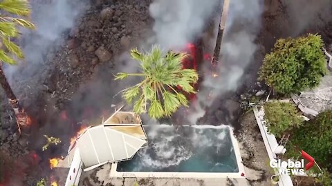 La Palma - volcano Black lava swallowing Rich people homes! God's hand?