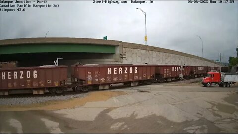 SB Herzog Ballast with 2 CP SD60's at Dubuque Junction, IA on June 6, 2022 # Steel Highway #