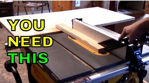 outfeed extension for portable DeWalt job site woodworking table saw