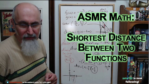 Shortest Distance Between Two Functions That Don't Intersect: Linear & Quadratic [ASMR Math Problem]