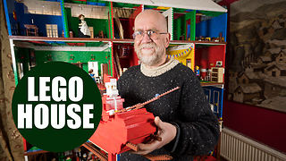 Lego-obsessed family build an incredible 8ft-tall Victorian dollhouse in their living room