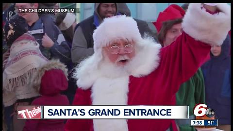 Santa arrives in Indianapolis by IndyCar, helicopter