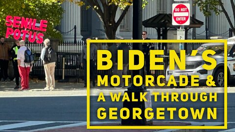 Lone protester before Biden's Motorcade and we spend a cold afternoon walking through Georgetown.