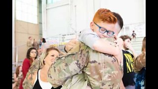 Son reunites with father after 8-month deployment