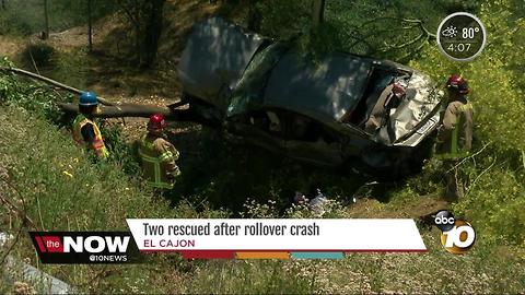 Two rescued after rollover crash in El Cajon