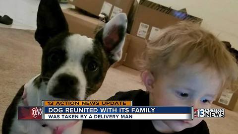 Dog reunited with family after taken by delivery man