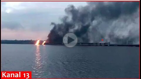 Another footage of fire that broke out in Dnipro HPP after Russian missile attack released