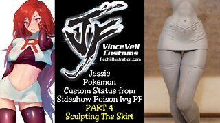 Jessie Pokemon Custom Statue Part 4 Sculpting Skirt