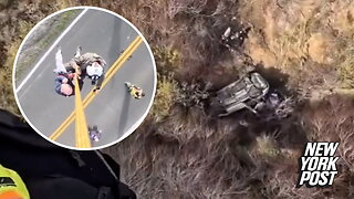 Epic air rescue of driver who plunged off a cliff in California
