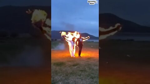 DON'T TRY THIS AT HOME: These newly married #stunt performers are lit. #news #wedding #shorts