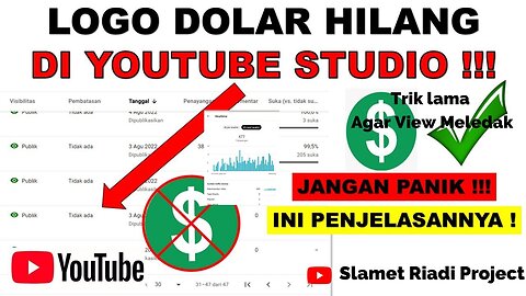 Solusi logo dolar hilang di youtube studio