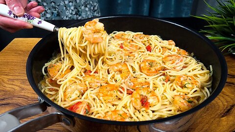 New recipe! Pasta with shrimp is the perfect recipe for dinner! Incredibly delicious!