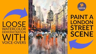 How to Paint a Street Scene in Watercolor | London Street (Full-length tutorial)