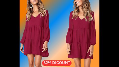 32%OFF- Women Tunic Dress V Neck Casual Loose Flowy Swing Shift Dresses