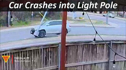 Car Crashes into Light Pole Caught on Nest Camera | Doorbell Camera Video