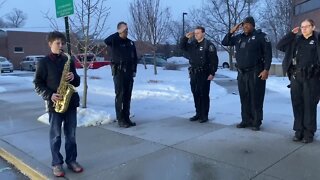 Every Friday morning, this 12-year-old metro Detroiter plays national anthem for first responders