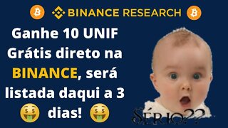 Airdrop, ganhe 10 unidades de UNIF diretamente na corretora Binance, corre porque só faltam 3 dias.