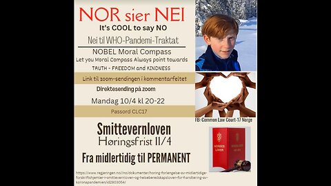 10042023 NOR sier NEI! og Høring om smittevernloven frist 11.4.23