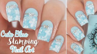 Blue Stamping Nail Art _ using 'Pro collection XL - 10_ plate by MoYou London