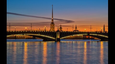 A walk through Saint-Petersburg in the evening. Lights of the Northern Capital