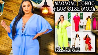 🛑 MACACÃO LONGO PLUS SIZE COM FENDA NA LATERAL DECOTE TRANÇADO!