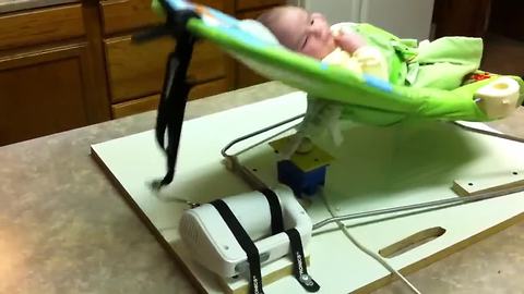 Father builds homemade automatic baby bouncer