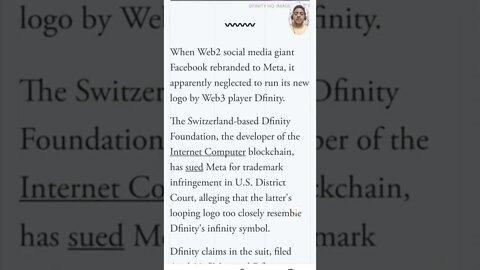 Ethereum Killer' Dfinity Slaps Facebook's Meta With Logo Lawsuit #cryptomash #ytshorts #cryptonews