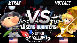 Armada | Myran (Olimar) vs. MuteAce (Peach) - Ultimate Losers Quarterfinals - TNS 8