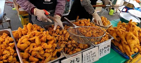 Selling more than 100 kg of hot, traditional Korean fried chicken from the market