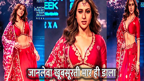 Soo Bouncing Yaar 😲😱 Sara Ali Khan Flaunts Her Huge Cleavage In Deep Neck Choli With Gagra At Ramp