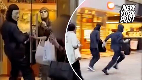 Moment masked teens rob luxury watch store in Tokyo in heist mistaken for movie shoot