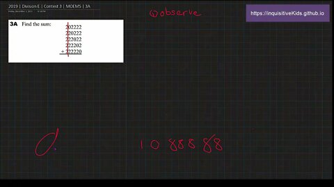 Math Olympiad for Elementary | 2019 | Division E | Contest 3 | MOEMS | 3A