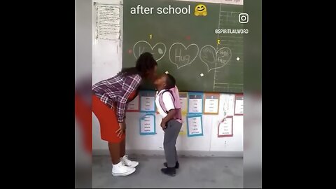 Wow teacher gives students the option to hug her, give high 5 or kiss her