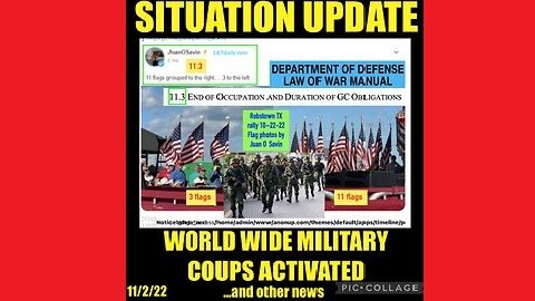 Situation Update: Worldwide Military Coups Activated! DOD Law Of War Activated!