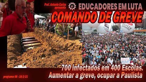 700 infectados em 400 Escolas. Aumentar a greve, ocupar a Paulista - Comando de Greve Nº 8 - 18/2/21