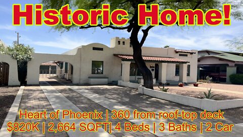 Heart of Phoenix | 360 views from roof-top deck | $820K | 2,664 SQFT| 4 Beds | 3 Baths | 2 Car