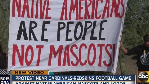 Group protests Washington's NFL mascot before Arizona Cardinals game