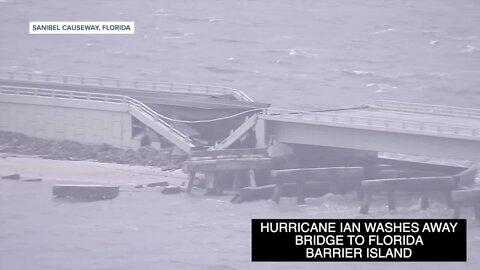 Bridge leading to Sanibel Island washed away by Hurricane Ian